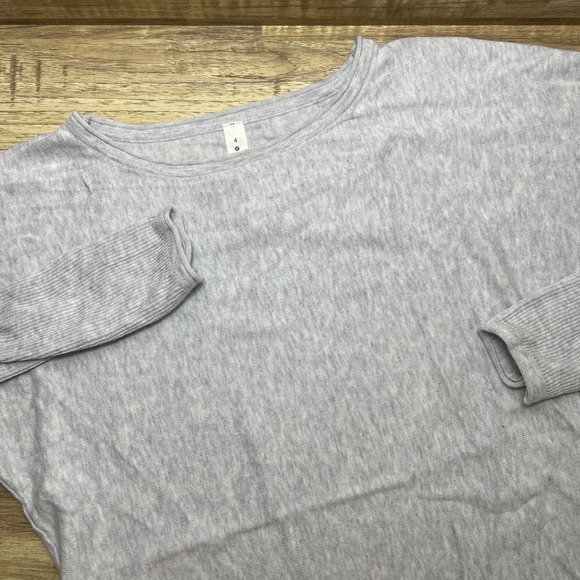 Lululemon Tops - Lululemon Women's Heathered Light Grey Cotton Boat Neck Long Sleeve Top Size 4